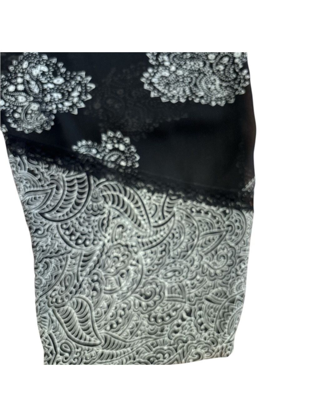 90s 2PC DELICATES BOHO SHEER BLK & CREAM PAISLEY CROP TOP & WIDE LEG PANT SZ XL - Picture 15 of 16